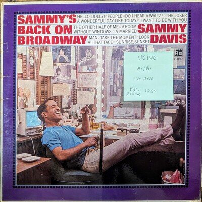 Sammy Davis Jr. Sammy's Back On Broadway Vinyl Record VG/VG R6169 1965