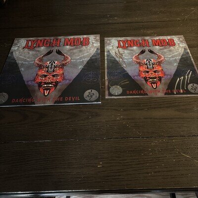 Lynch Mob Dancing With The Devil SIGNED FLAT + BLACK & WHITE Marbled Vinyl RARE