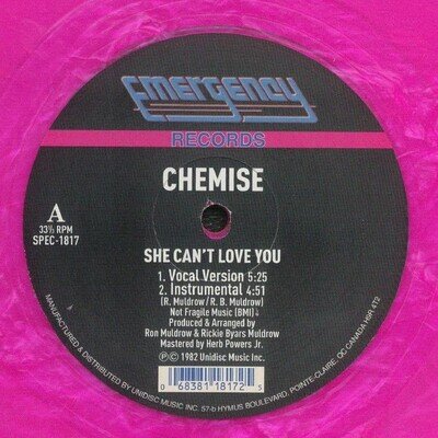 CHEMISE - She Can't Love You - heavyweight translucent pink marbled vinyl 12"