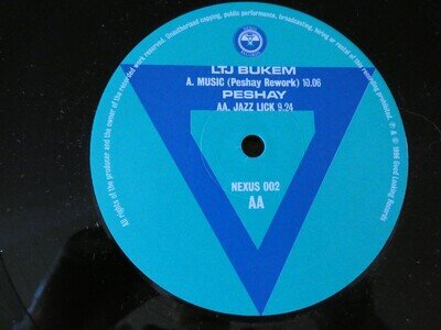 LTJ BUKEM /PESHAY MUSIC/JAZZ LICK - 1996 ORIGINAL - 12" SINGLE - VERY GOOD++