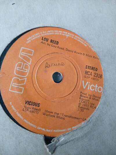 LOU REED VICIOUS VINYL SINGLE RECORD