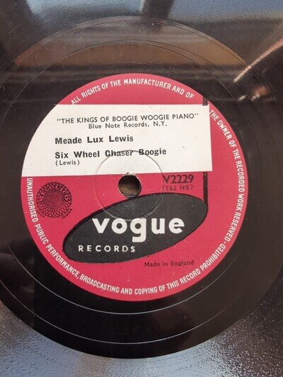 Meade Lux Lewis Six Wheel Chaser Boogie Vogue Records V2229 78rpm R828