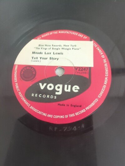 MEADE LUX LEWIS TELL YOUR STORY 78RPM VOGUE V.2247