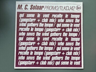 MC Solaar - Qui Seme Le Vent Recolte Le Tempo [ UK 12" Promo ]