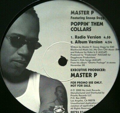 Master P Featuring Snoop Dogg - Poppin' Them Collars (12", Promo) (Near Mint (NM