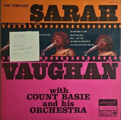 Sarah Vaughan The Fabulous With Count Basie Vinyl Record VG/VG ALLR812 1966