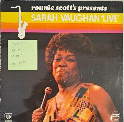 Sarah Vaughan Ronnie Scott's Presents Live Vinyl Record VG+/G+ NSPL18544 1977