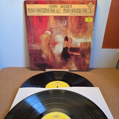 413 235-1 DGM Chopin Piano Concertos Piano Sonatas Argerich 2 LP NM FREE P&P