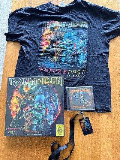 IRON MAIDEN VINYL RECORD , CD , LANYARD & EVENT T-SHIRT