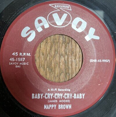 NAPPY BROWN 'Baby Cry Cry Cry' 1959 US Savoy 45 JUMP BLUES/R&B VG! UK seller.