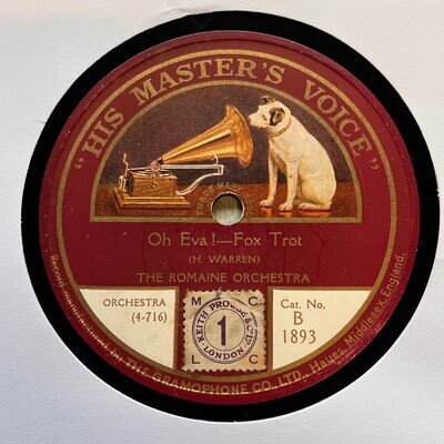 SAVOY ORPHEANS (AS ROMAINE ORCH) - ‘OH EVA! 1924 HMV 78, HOT SOLOS!