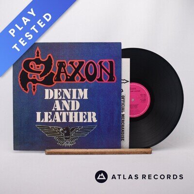 Saxon Denim And Leather Insert LP Album Vinyl Record CAL 128 Carrere - EX/EX