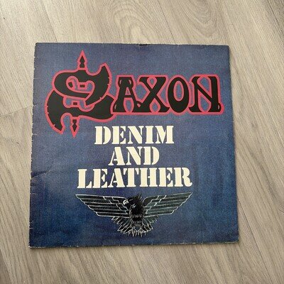 Saxon Denim And Leather Vinyl LP 1981 Uk EMI Pressing CAL 128 VG+