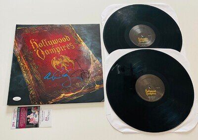 JOHNNY DEPP & ALICE COOPER SIGNED HOLLYWOOD VAMPIRES VINYL LP RECORD & JSA COA