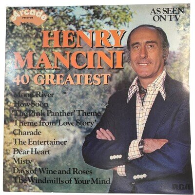 Henry Mancini 40 Greatest Hits Double LP Vinyl Arcade Records ADE P 24 Vintage