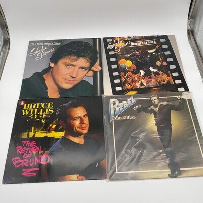 Lot of 4 Vinyl LPs Shakin Stevens Bruce Willis John Miles Rebel 12" 33 RPM