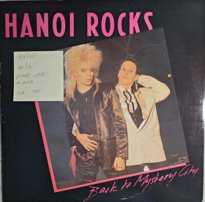 Hanoi Rocks Back To Mystery City Vinyl Record EX/VG LICLP1 1983