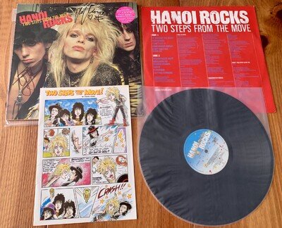 HANOI ROCKS SIGNED OG LTD ED VINYL LP MICHAEL MONROE SAMI YAFFA W COMIC 2 STEPS