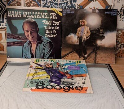 Hank Williams Jr. Country Music 3 x Vinyl LP Bundle