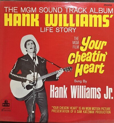 Hank Williams Jr. 12” Vinyl MGM Soundtrack Album Hank Williams Life Story LP