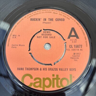 Hank Thompson And His Brazos Valley Boys - Rockin' In The Congo (7", Single, RE)