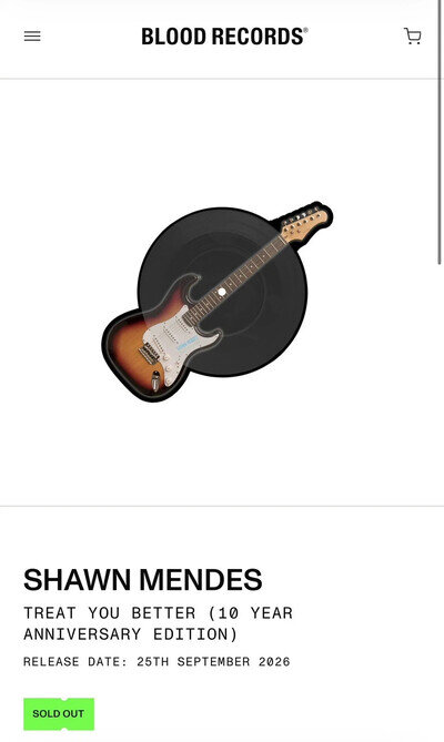 Shawn Mendes Blood Records Treat You Better 10 Year anniversary Edition PRESALE