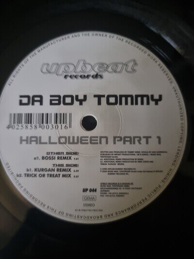 Da Boy Tommy ‎– Halloween Part 1 12 Vinyl EX