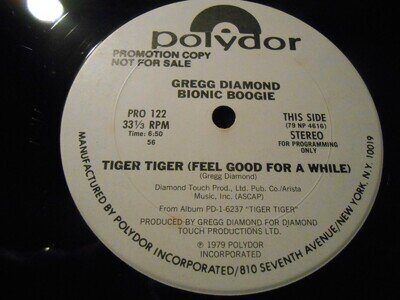 Gregg Diamond Bionic Boogie - "Tiger Tiger (Feels Good For A While)" 12" Single
