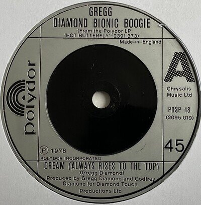 Gregg Diamond Bionic Boogie - Cream - 7” Vinyl Single