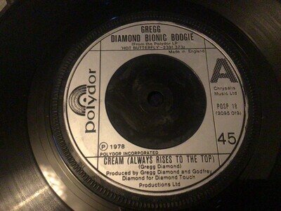 Gregg Diamond Bionic Boogie Cream always rises to the top 7" single record