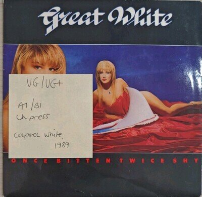 Great White Once Bitten Twice Shy Vinyl Record VG/VG+ CL532 1989
