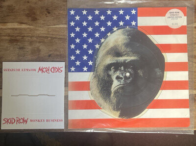 Skid Row – Monkey Business 7" Gorilla Face Pict Disc + Plinth Ltd Ed Numbered NM