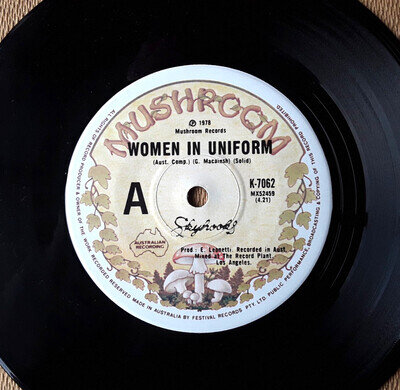SKYHOOKS Women in Uniform AUSSIE 7" (1978 Mushroom) Rare Australian Pressing 7"