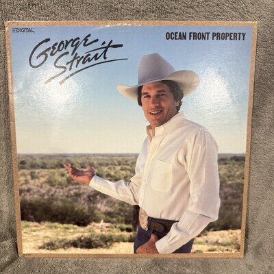 Mint vtg. George Strait "Ocean Front Property" Vinyl Record 1987 LP Original US