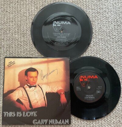 GARY NUMAN - THIS IS LOVE rare UK 1986 / POST PUNK SYNTH + FLEXI / SIGNED /MINT-