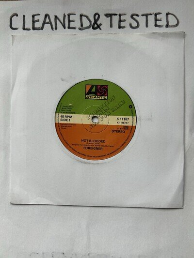 Foreigner- Hot Blooded / Tramontane 7” Vinyl ATLANTIC K11167 1978 PROMO