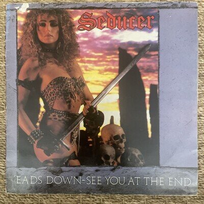 HARD ROCK - SEDUCER -- 'EADS DOWN - SEE YOU AT THE END UK LP 1986 NWOBHM EX/VG
