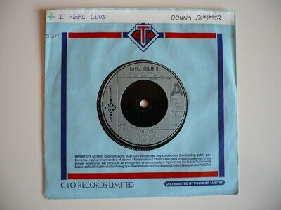 Donna Summer I Feel Love 7" Vinyl UK 1977 GTO 1st Press A1/B1 Disco Single EXC