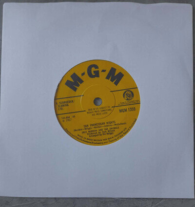 Eric Burdon and the Animals – San Franciscan Nights (1967) 7” Single - MGM 1359
