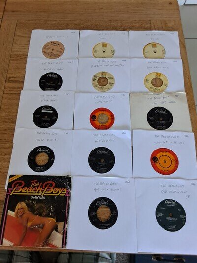 Job Lot Of 15 The Beach Boys 7"vinyls Conditions Look Vg