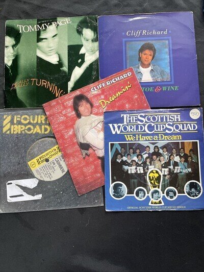 Vinyl Records 7" Singles 5x 80's Cliff Richard, 4th & Broadway, Tommy page -9399