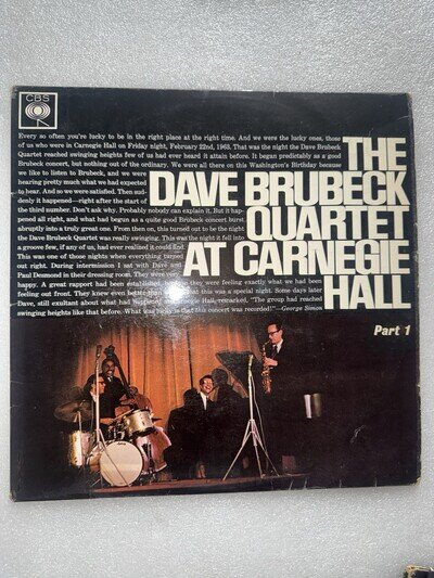 The Dave Brubeck Quartet At Carnegie Hall (Part 1) 1963 LP Vinyl