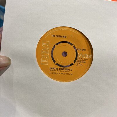 THE GUESS WHO - Hand Me Down World 7” Single Vinyl Record 1970 RCA 1994 Vg+