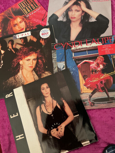 5 EXCELLENT LP RECORDS, CHER,T'PAU, CYNDI LAUPER, TAYLOR DAYNE, JENNIFER RUSH..