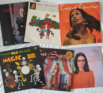 6 Easy Listening LP's Mouskouri Bygraves Aznavour Spike Jones Tequila Brass 101