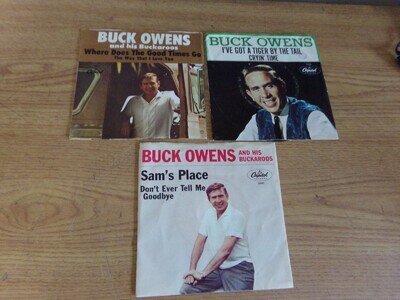 45 RPM RECORD WITH PICTURE SLEEVE BUCK OWENS LOT OF 3