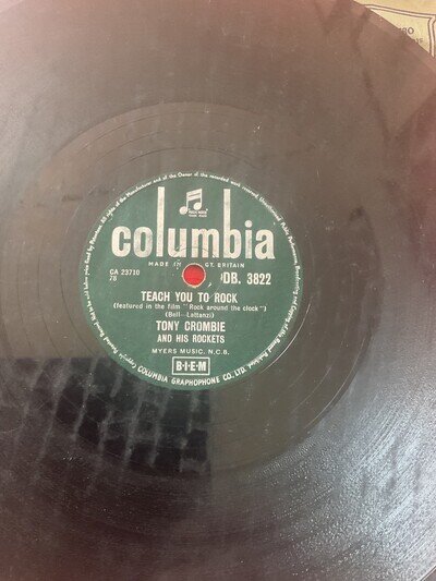 TONY CROMBIE 78 SHORT'NIN' BREAD ROCK / TEACH YOU TO ROCK UK COLUMBIA DB 3822 V+