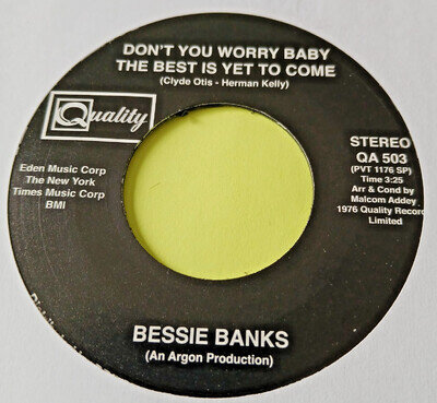 Bessie Banks - Don't You Worry Baby The Best Is Yet To Come / Court Davis