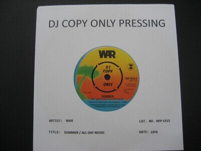 Summer - War - 1976 DJ COPY ONLY 7" SINGLE PRINTED SLEEVE