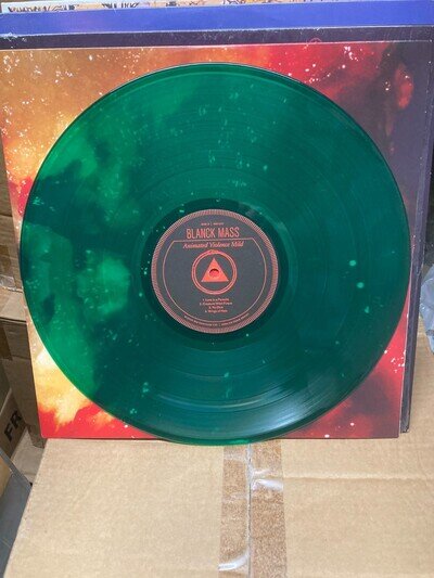 BLANCK MASS ANIMATED VIOLENCE MILD, LTD GREEN VINYL LP, SIGNED COVER, UNPLAYED